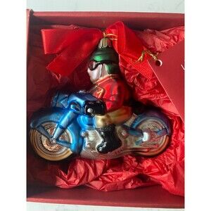 Lenox Yuletide Treasures Antique Toys Motorcycle Glass Christmas Ornament